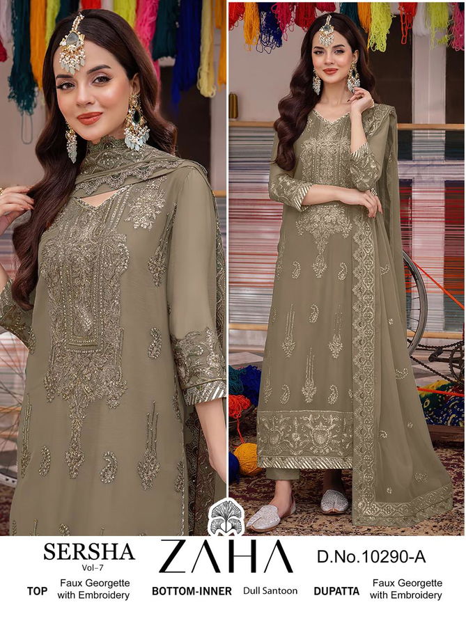 Sersha Vol 7 By Zaha 10290 A To C Georgette Pakistani Suits Wholesalers in Delhi
